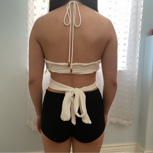 Free People Endless Summer Fly Away Halter Cropped Top in White Women's Size XS - Picture 9 of 15